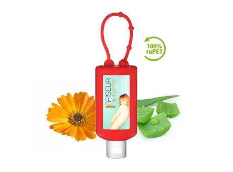 50 ml Bumper rot - Handbalsam "Ringelblume - Aloe Vera" - Body Label Werbeartikel