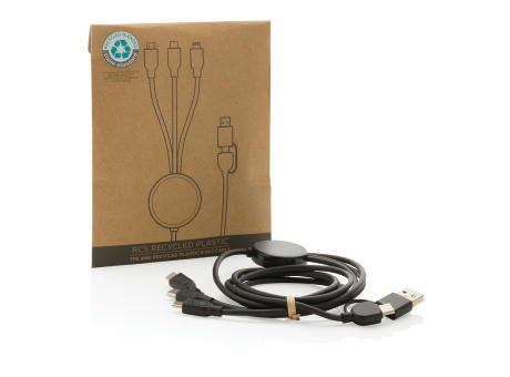 6-in-1 Kabel aus RCS recyceltem TPE und recyceltem Plastik Werbeartikel