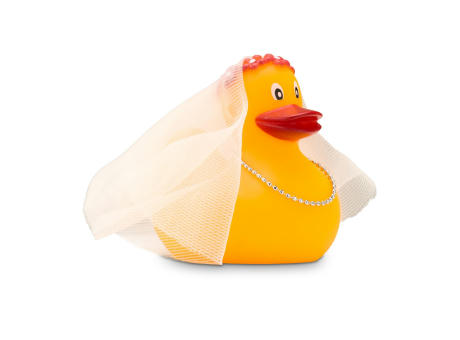 Werbeente Bonnie Braut Mini, ca. 6 cm Werbeartikel