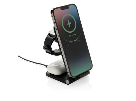 Powerpal 3-in-1 15W-Ladegerät aus RCS recyceltem Kunststoff Werbeartikel