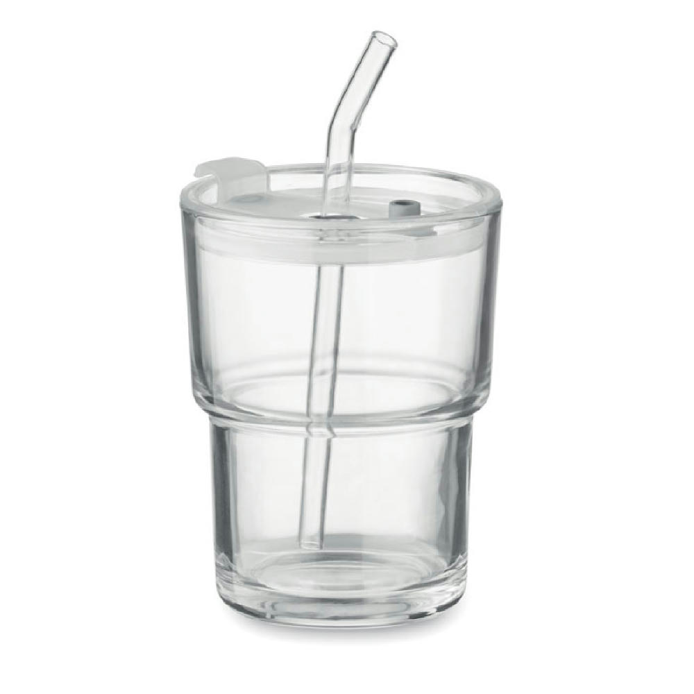 Product image Glasbecher mit Trinkhalm 400ml Werbeartikel