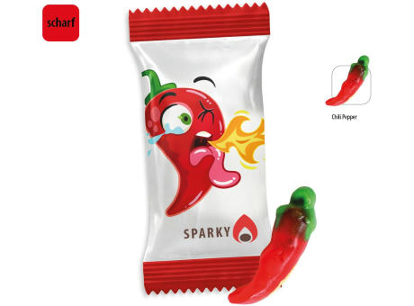 Chili Pepper Werbetüte,   1 Stück, Inhalt: Chili Pepper Fruchtgummi mit Schaumzuckerboden Werbeartikel