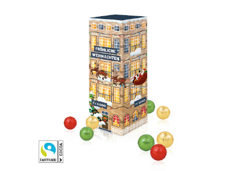 Adventskalender "Turm" mit Fairtrade® Schokolade Werbeartikel