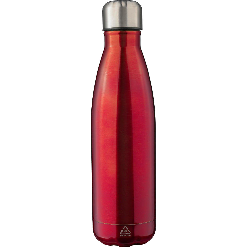 Recyceltem doppelwandige Trinkflasche aus Edelstahl Lombok Werbeartikel