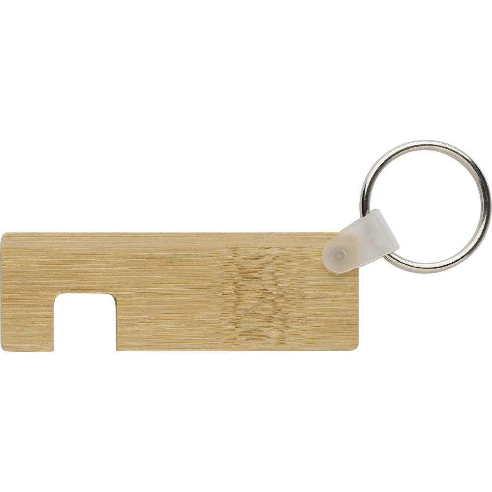 Product image Bambus-Schlüsselanhänger mit Telefonhalterung Werbeartikel