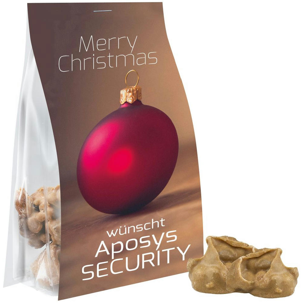 Product image Knusperspitz Apfel Zimt, 130g, Express Blockbodenbeutel mit Werbereiter Werbeartikel