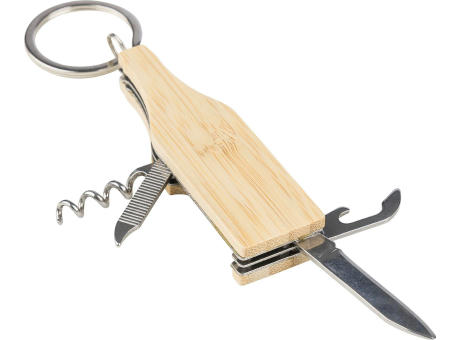 Bambus-Multifunktionswerkzeug-Schlüsselanhänger Inaya Werbeartikel