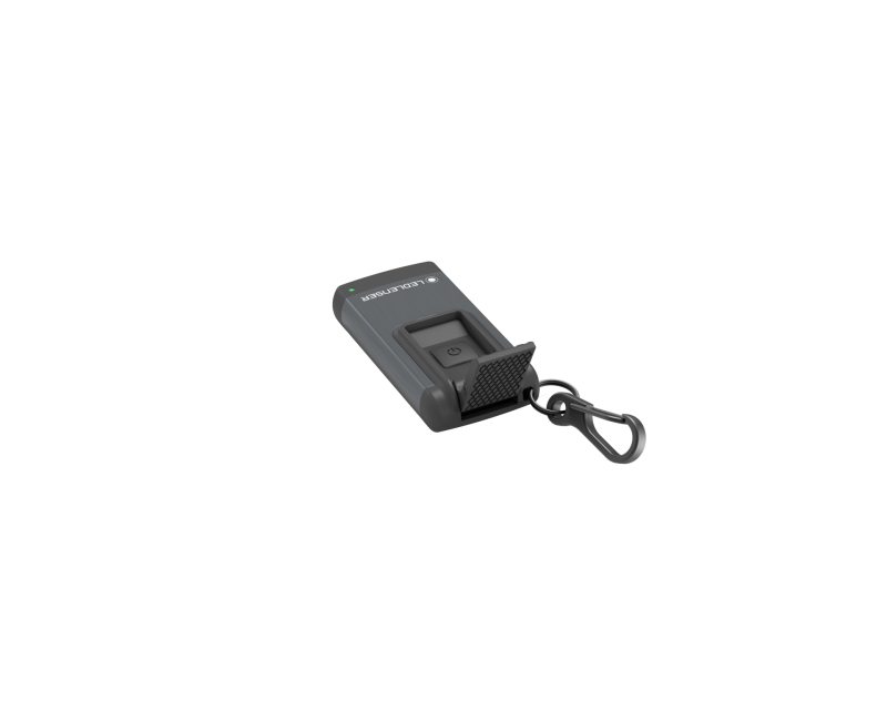 Ledlenser K6R Safety wiederaufladbare Sicherheits-Schlüsselbundleuchte aus gebürstetem Aluminium mit Schrillalarm, Strobe-Modus, USB-A Stecker und 400 Lumen als B2B Werbeartikel mit Lasergravur