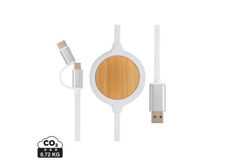 3-in-1 Kabel mit 5W Bambus Wireless Charger Werbeartikel