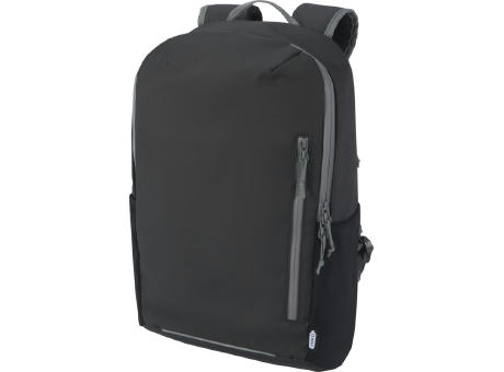 Aqua wasserabweisender 15" Laptop-Rucksack aus GRS Recyclingmaterial 21 L bedrucken