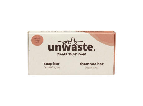 Unwaste Duopack Soap & Shampoo bar Werbeartikel