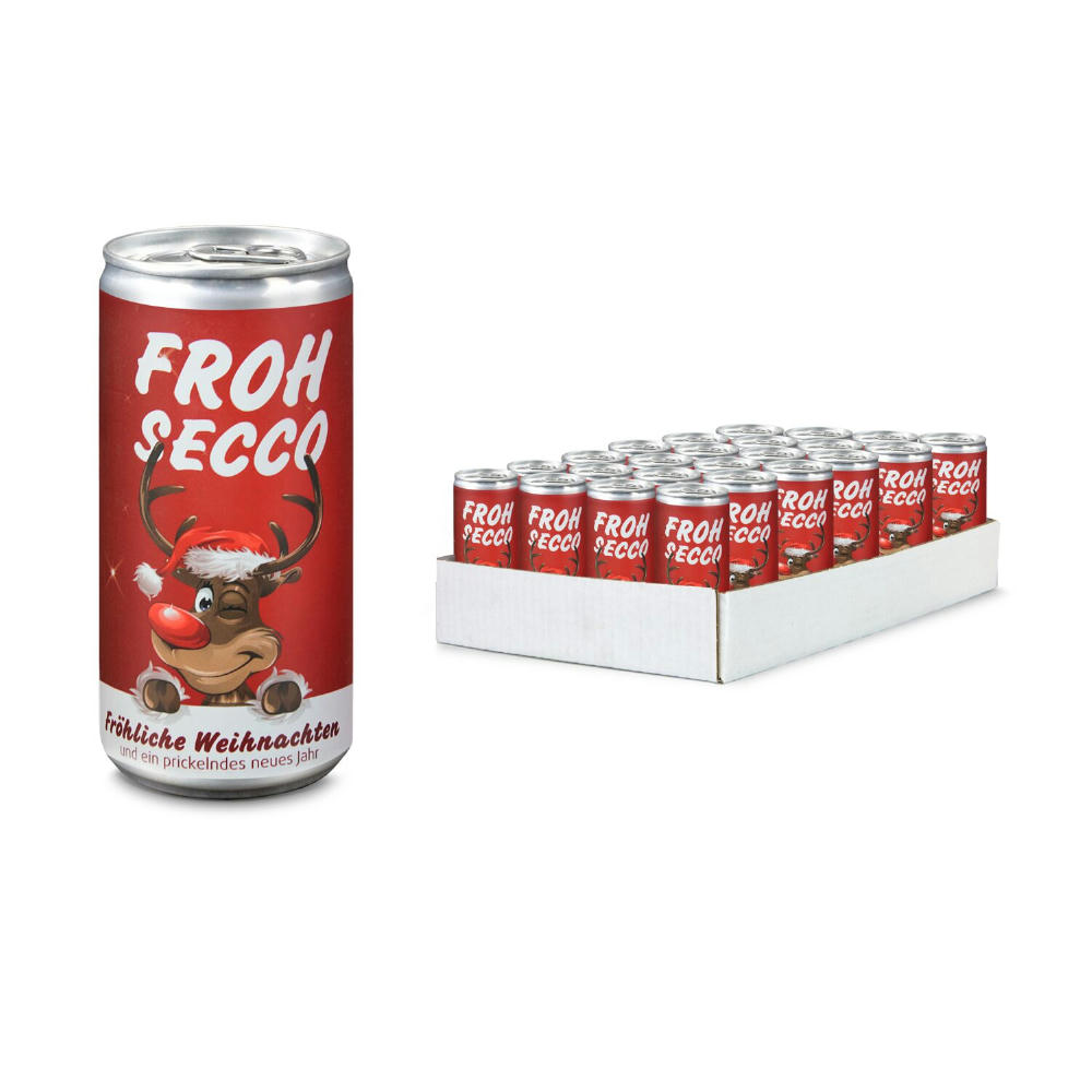 Product image Geschenkartikel / Präsentartikel: FROHSECCO Elch (rot) - 24 x Promo Secco 0,2 l, Slimlinedose Werbeartikel