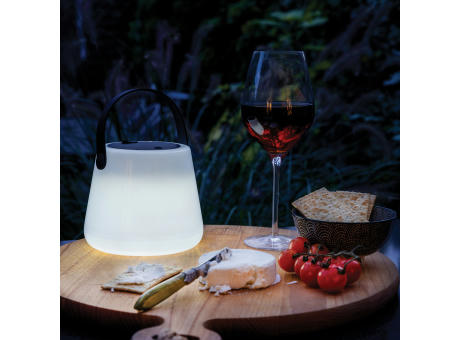 SolarGlow Außenleuchte aus RCS rec. Kunststoff mit USB-Lampe Werbeartikel