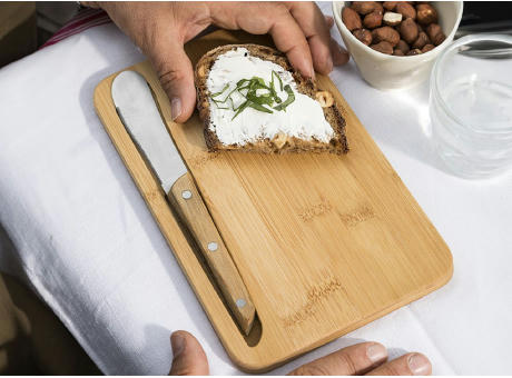 Frühstücks-Brettchen 'Takeita' mit Buttermesser 'Alta' Werbeartikel