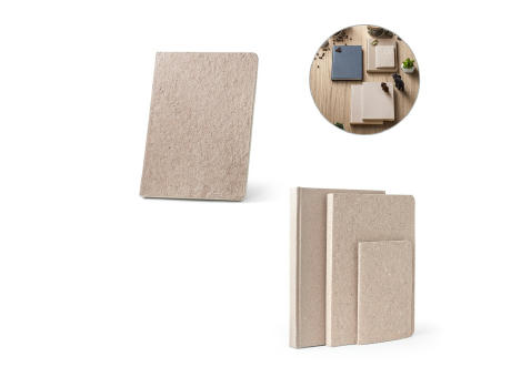TEAPAD SEMI-RIGID. Notizbuch A5 mit semi-flexiblem Cover aus Teeblattverwertung (65%) bedrucken