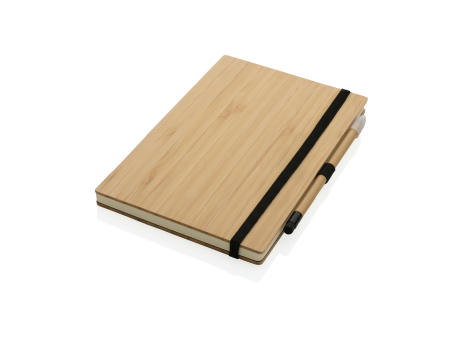 Bambus-Notizbuch und Infinity-Bleistift im Set bedrucken