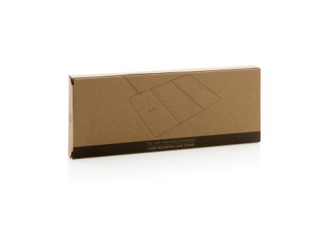 Wireless 10W Kork-Mauspad mit Ladefunktion und Ständer Werbeartikel