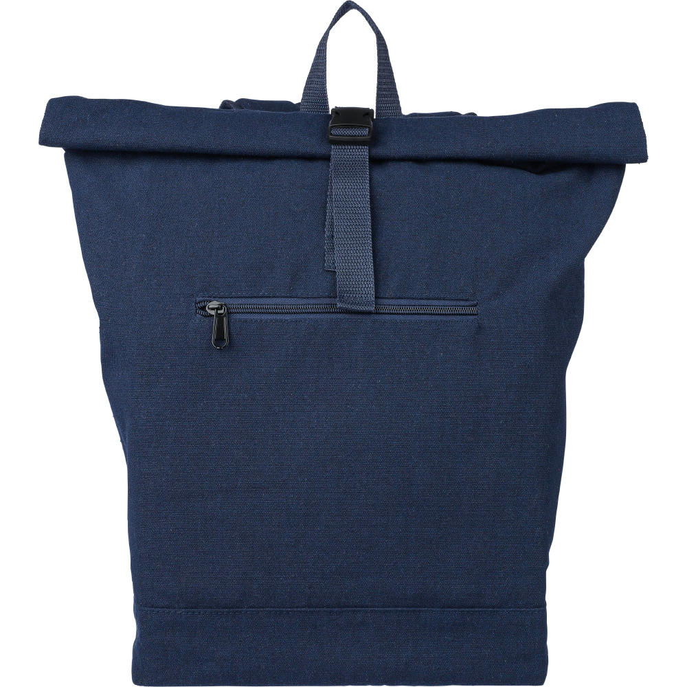 Rolltop-Rucksack Thaddeus aus recyceltem Poly-Baumwollgewebe (330 g/m2) Werbeartikel