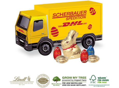 3D PRÄSENT LKW OSTERN MIT SCHOKOLADENMISCHUNG VON LINDT Werbeartikel