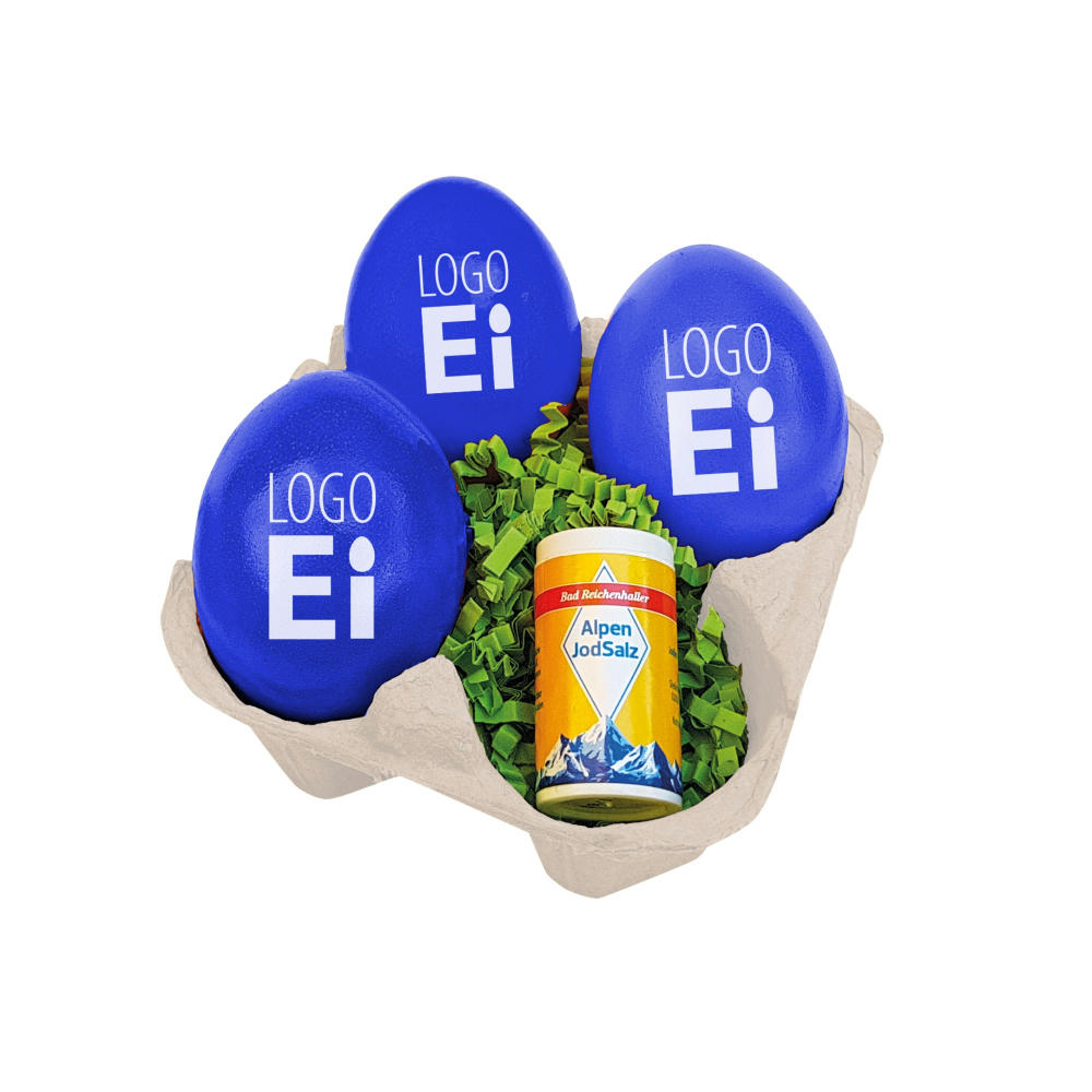 LogoEi 3er mit Salz - Blau Werbeartikel