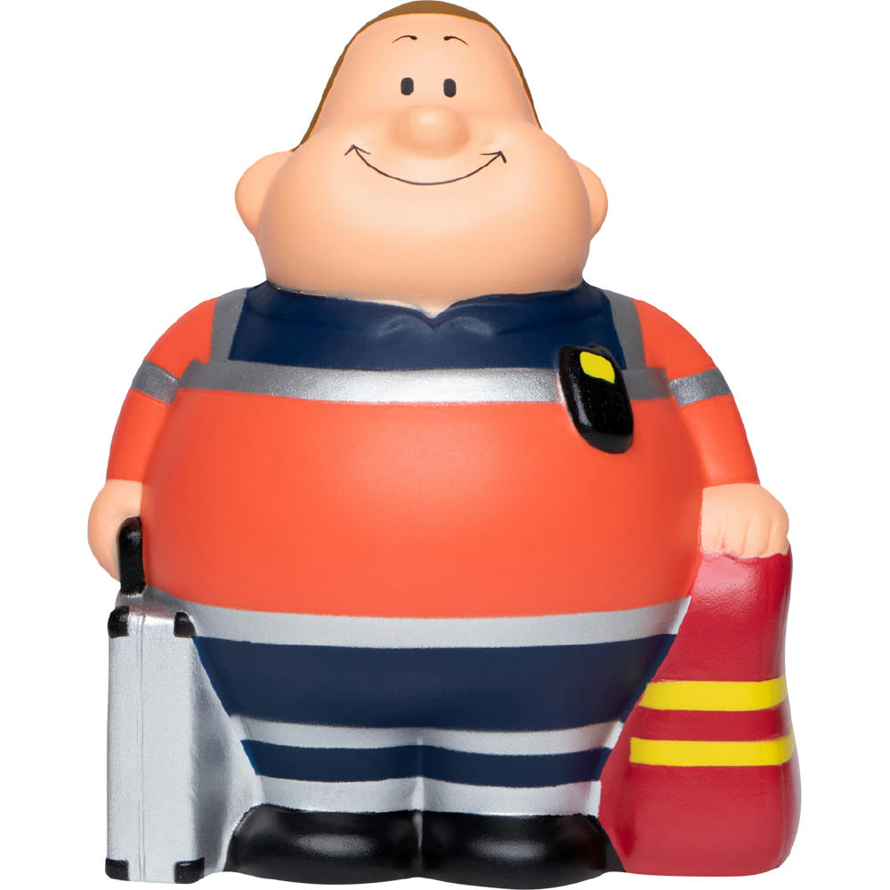 Product image Rettungssanitäter Bert in Einsatzkleidung mit Notfallkoffer und Tasche – Anti-Stress-Figur, mit Logo bedruckbar