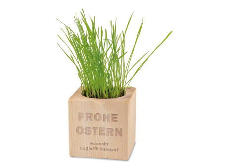 Pflanz-Holz - Standardmotiv - Ostern - ohne Lasergravur Werbeartikel