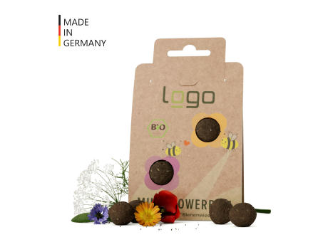 Mini-Seedbomb - Mini-Flower-Ball "Bienenwiese" - torffrei Werbeartikel