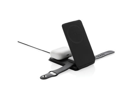 Swiss Peak 15W 3-in-1 magnetischer Wireles Charger aus rPU Werbeartikel