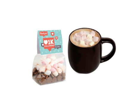 Blockbeutel mit Topkarte und heißer Schokoladenmischung Werbeartikel