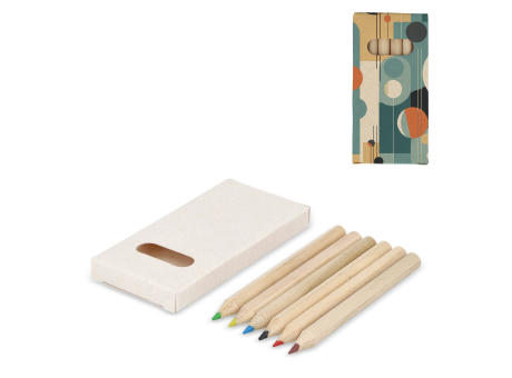 6 Buntstifte in einer Schachtel aus recyceltem Milchkarton bedrucken