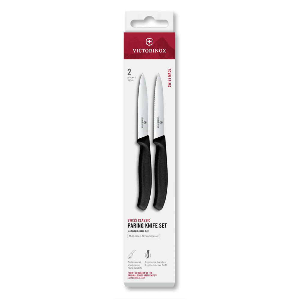 Swiss Classic, Gemüsem. Set, 2tlg, 10cm,gerade/Wellen,schwarz,Box Werbeartikel
