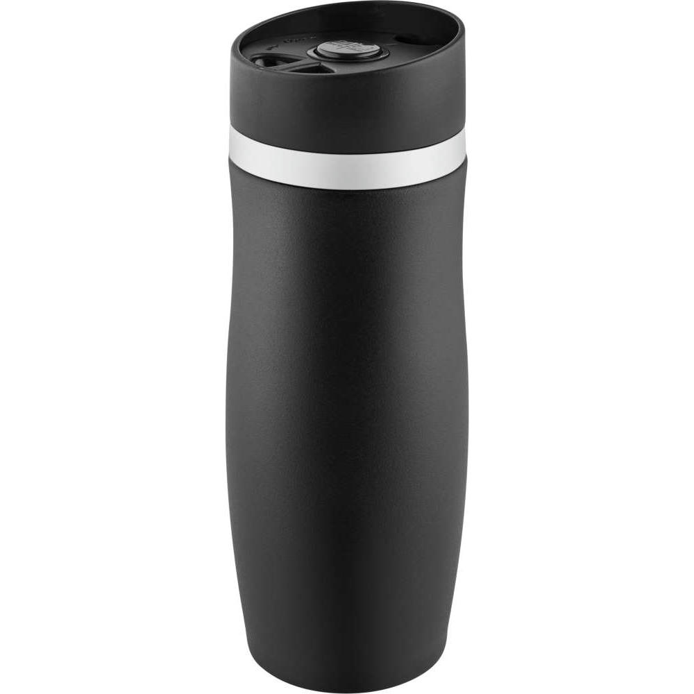 Metmaxx® Thermobecher "CremaExtensaNero" schwarz/Ring weiß Werbeartikel
