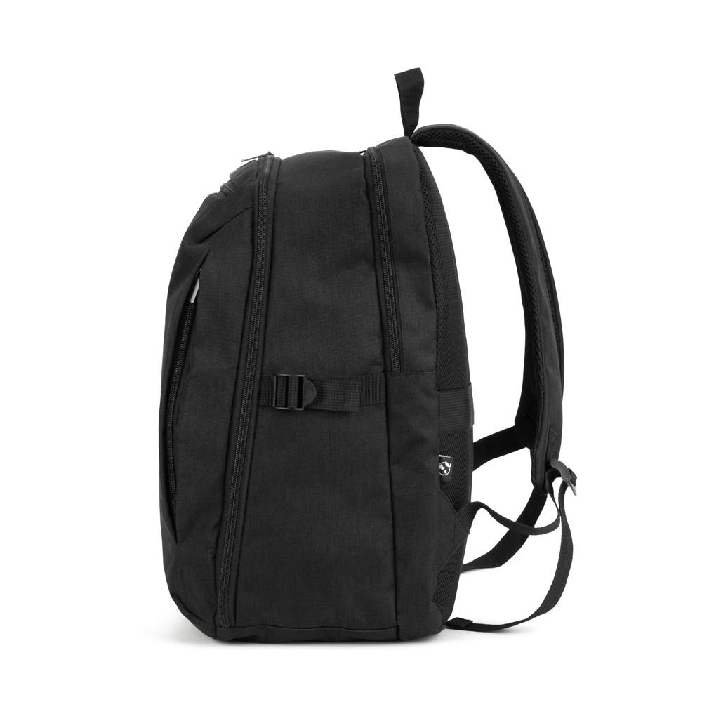 UDINE. Rucksack mit komplett öffnendem Fach aus recyceltem 300D Polyester, 16" Werbeartikel