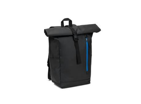 Product image OSASCO BPACK. Rolltop-Rucksack mit Reissverschlusssystem, bei dem das Oberteil aufgerollt werden kann, um es an das Volumen des Rucksacks anzupassen. Hergestellt aus recyceltem 600D-Polyester Werbeartikel