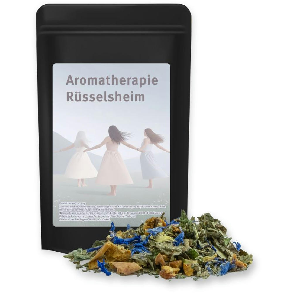 Kräutertee Harmonie, ca. 15g, Standbeutel Mini schwarz Werbeartikel