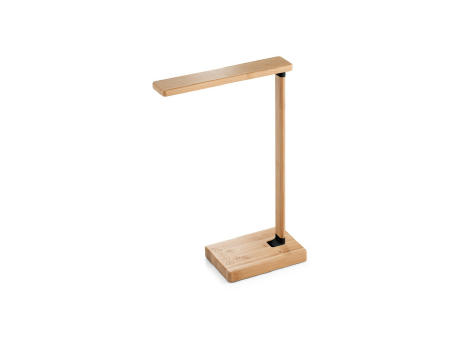 Product image MOREY. Klappbare Schreibtischlampe mit superschnellem kabellosem 15W-Ladegerät aus Bambus Werbeartikel