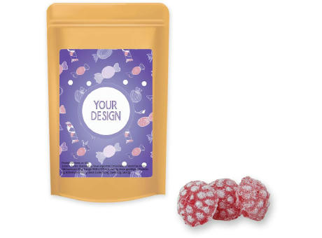 Product image Himbeer Bonbons, ca. 80g, Standbeutel Midi Werbeartikel