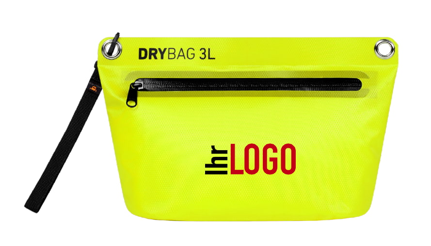 Halfar Reißverschluss Tasche Drybag in Neongelb als Werbeartikel – auffällige wasserdichte Tasche mit Logo bedrucken für Outdoor und Sport