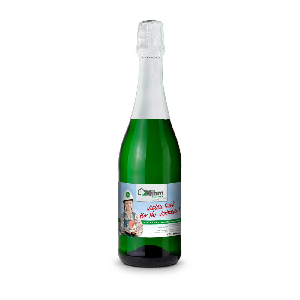 Sekt Cuvée - Flasche grün - Kapselfarbe Gold, 0,75 l Werbeartikel