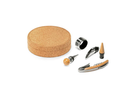 MORETO. Weinset aus Metall und Holz, 4 teilig Werbeartikel