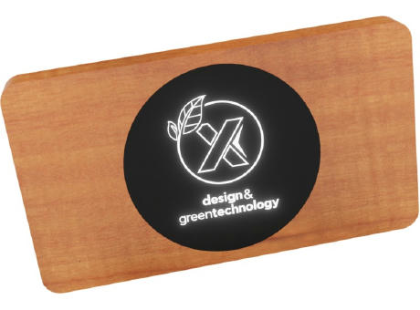 Product image SCX.design P37 5000 mAh kabellose Powerbank aus Holz mit Leuchtlogo bedrucken