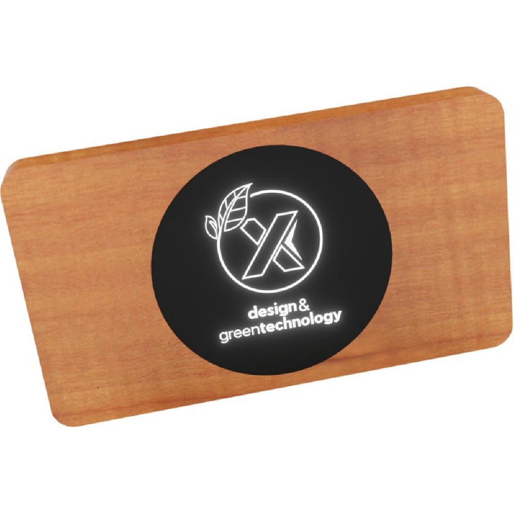 Product image SCX.design P37 5000 mAh kabellose Powerbank aus Holz mit Leuchtlogo Werbeartikel