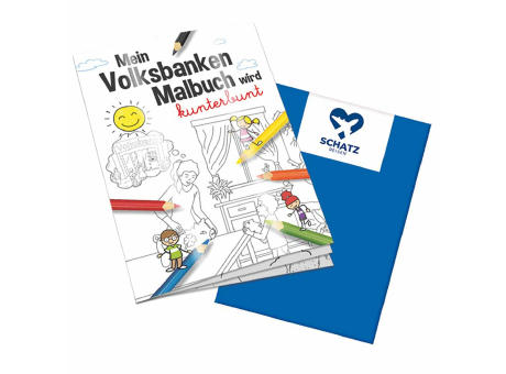 Malbuch / Mal-Set A6 - Volksbanken - Malbuch neutral Werbeartikel