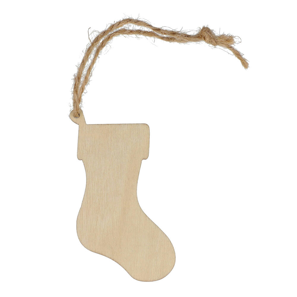 Product image Strumpfförmiges Weihnachtsornament aus Holz Werbeartikel