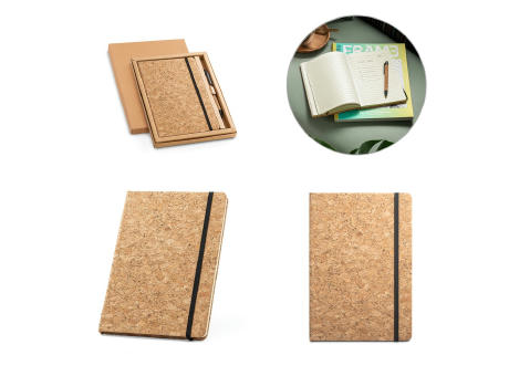 FREUD. A5 Notizblock und Kugelschreiberset aus Kork Werbeartikel