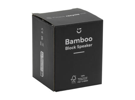 Bamboo Block Speaker mit kabellosem Ladegerät Werbeartikel