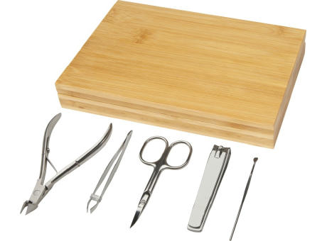 Ladia 5-teiliges Bambus Maniküreset bedrucken