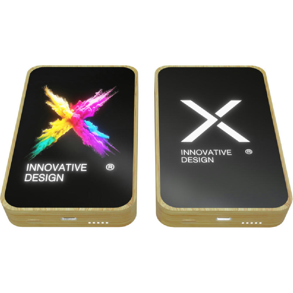 Product image SCX.design P26 15W 5000 mAh MagSafe Powerbank aus Holz Werbeartikel
