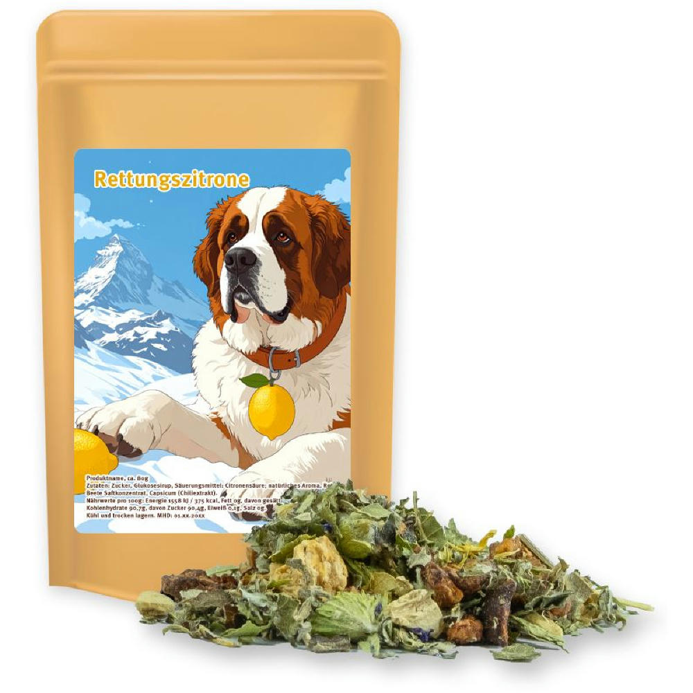 Kräutertee Bergtee & Zitrus, ca. 11g, Standbeutel Mini Werbeartikel