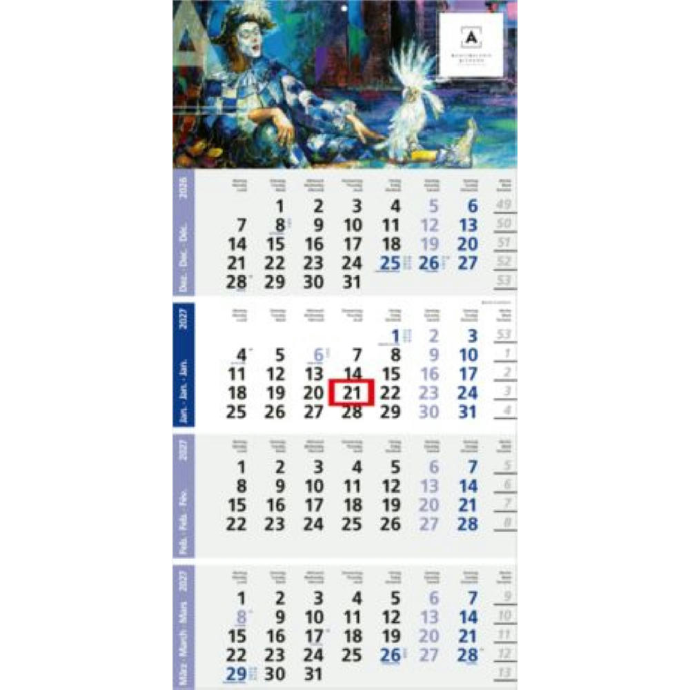 Product image 4-Monatskalender Einblatt Logic 4 Post A EXPRESS Design-Kalendarium Werbeartikel